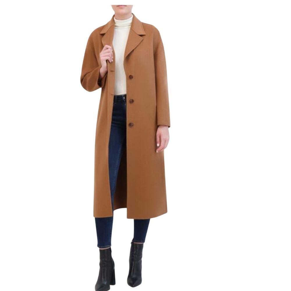 Rebecca Minkhoff Double Faced Wool Reefer Coat Tan sz Medium